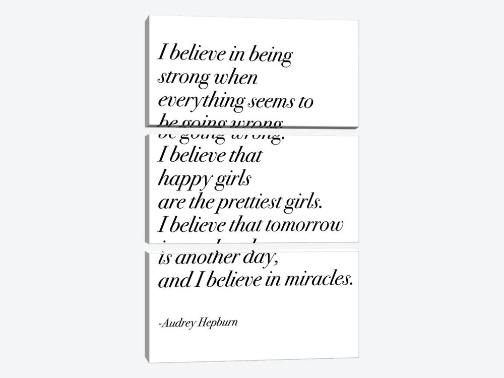 Happy Girls by Audrey in Serif Font by Mambo Art Studio 3-piece Canvas Art Print