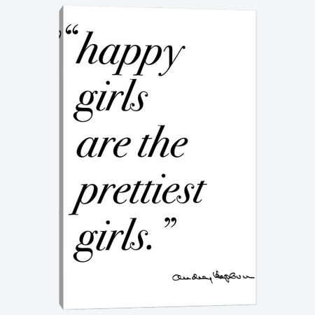 Happy Girls Quote by Audrey Canvas Print #MSD22} by Mambo Art Studio Art Print