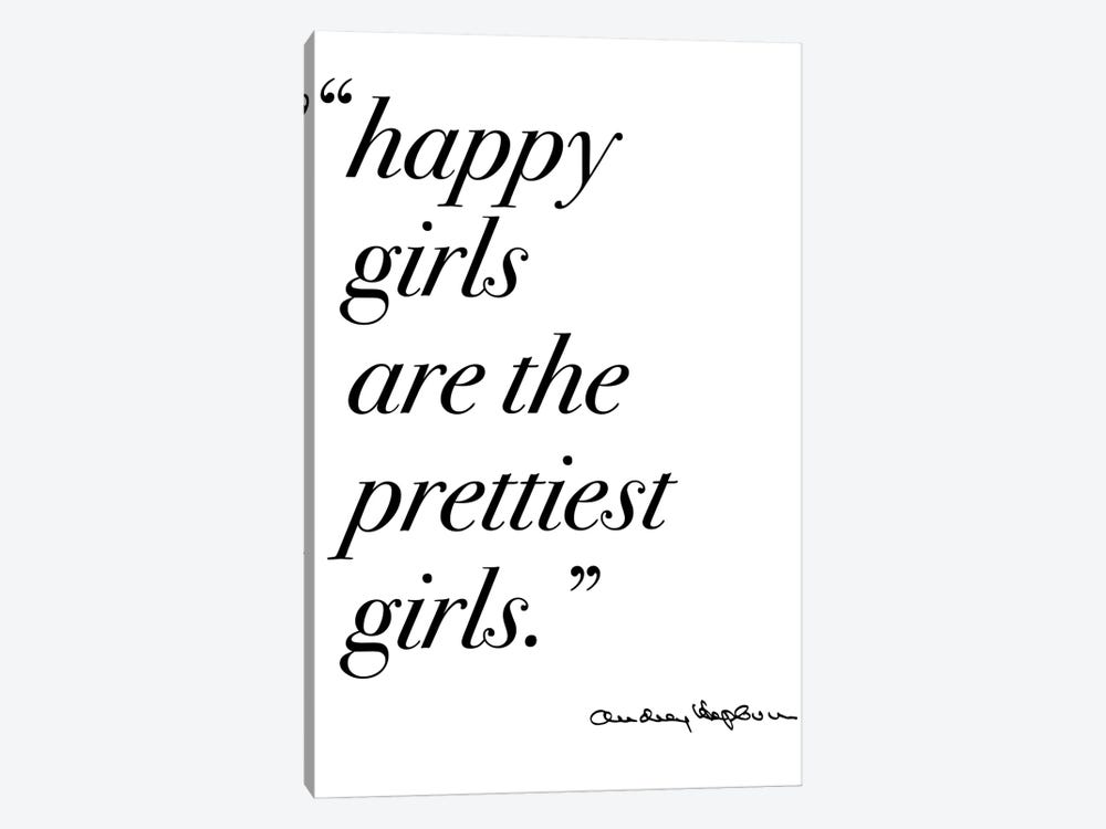 Happy Girls Quote by Audrey by Mambo Art Studio 1-piece Canvas Wall Art