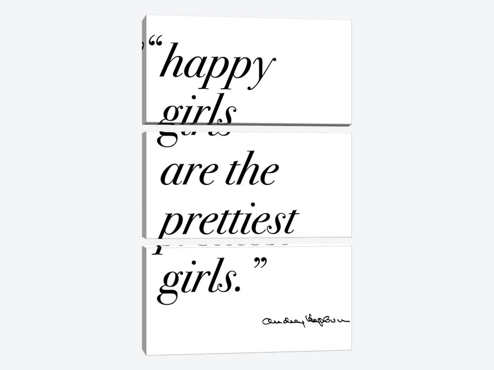Happy Girls Quote by Audrey by Mambo Art Studio 3-piece Canvas Art