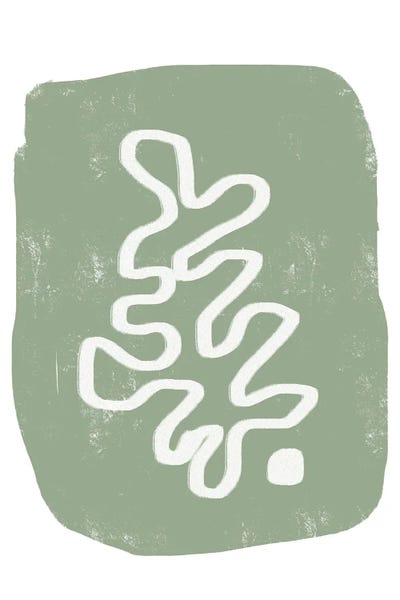 Mambo Art Studio: Curved Plant Leaf Sage by Mambo Art Studio
