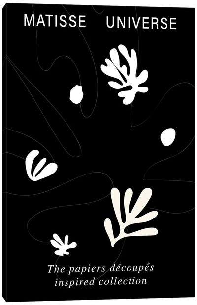 Matisse Universe Black and White Canvas Art Print - The Cut Outs Collection