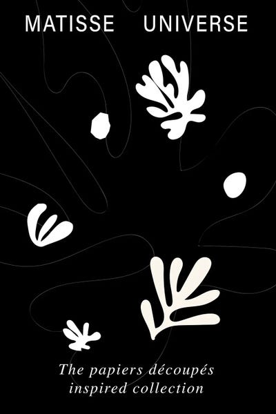 Black & White Florals: Matisse Universe Black and White by Mambo Art Studio