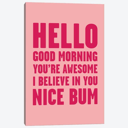 Hello You're Awesome Nice Bum Pink Canvas Print #MSD23} by Mambo Art Studio Canvas Art Print