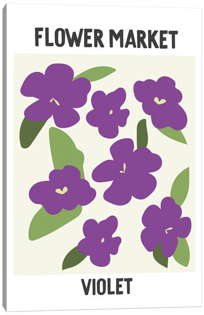 Flower Market Poster Violet Canvas Art Print - Violets