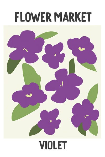 Minimalist Posters: Flower Market Poster Violet by Mambo Art Studio
