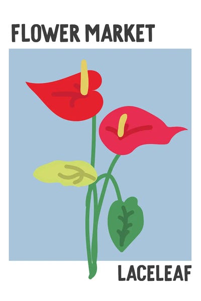Flower Market Poster Laceleaf by Mambo Art Studio metal wall art