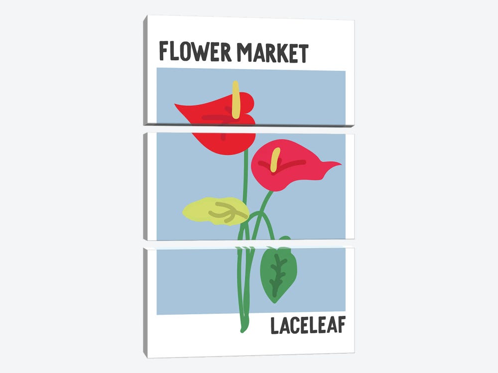 Flower Market Poster Laceleaf by Mambo Art Studio 3-piece Art Print