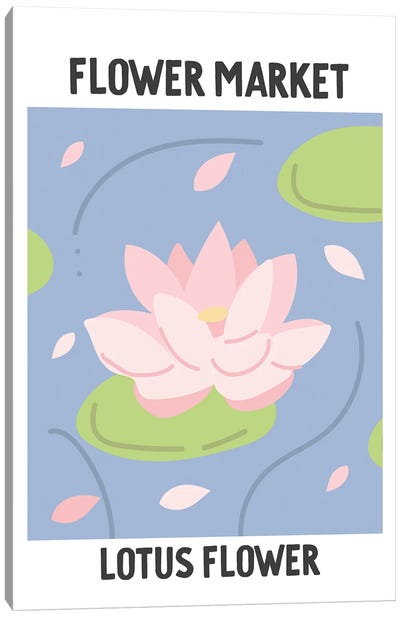 Flower Market Poster Lotus Flower Canvas Art Print - Mambo Art Studio