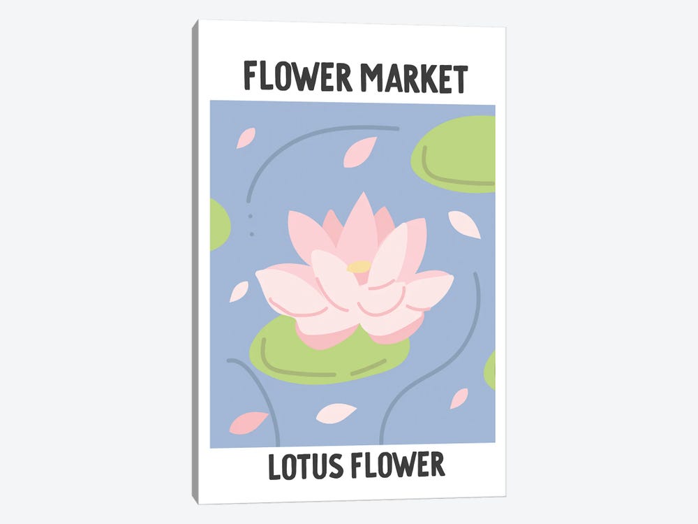Flower Market Poster Lotus Flower by Mambo Art Studio 1-piece Canvas Artwork