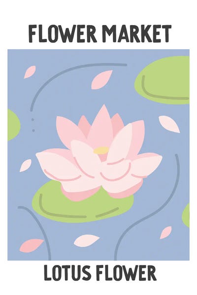 Minimalist Posters: Flower Market Poster Lotus Flower by Mambo Art Studio
