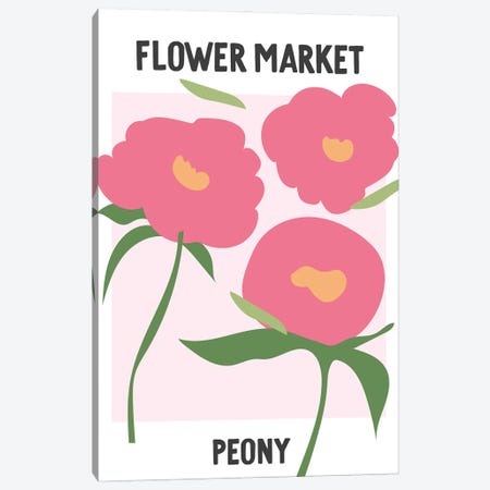 Flower Market Poster Peony Canvas Print #MSD248} by Mambo Art Studio Canvas Artwork