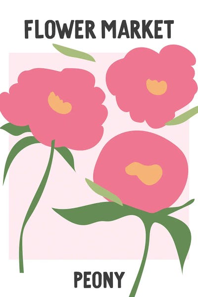 Minimalist Posters: Flower Market Poster Peony by Mambo Art Studio