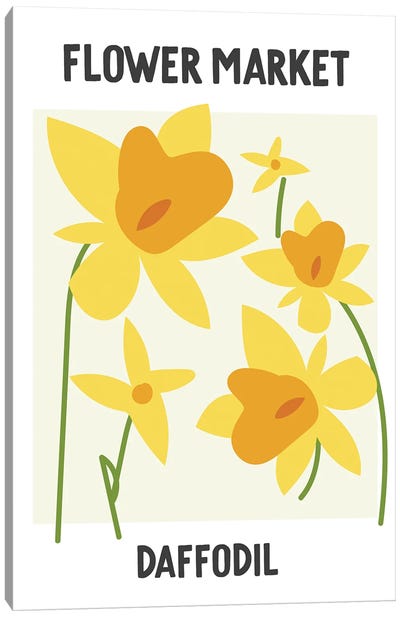 Flower Market Poster Daffodil Canvas Art Print - Mambo Art Studio