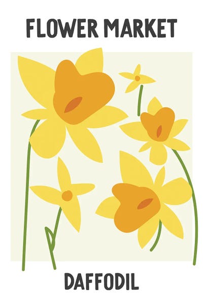 Minimalist Posters: Flower Market Poster Daffodil by Mambo Art Studio