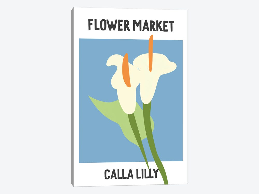 Flower Market Poster Calla Lilly by Mambo Art Studio 1-piece Canvas Artwork
