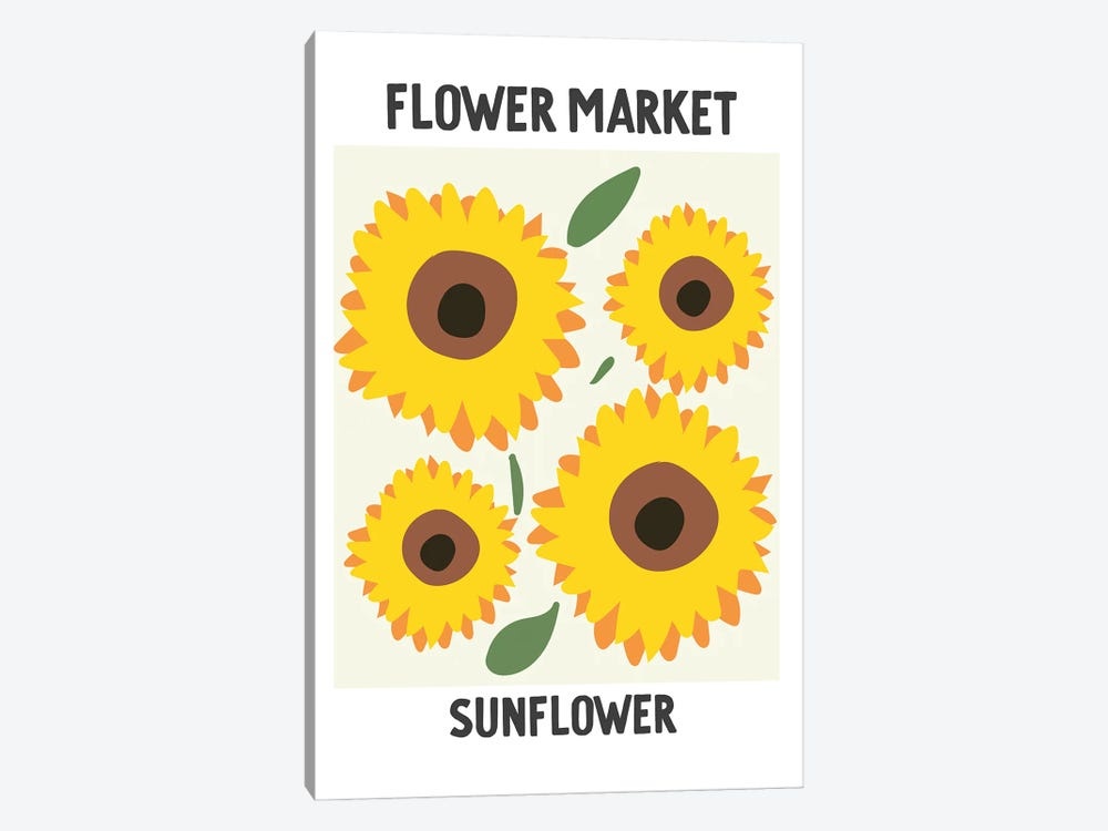 Flower Market Poster Sunflower by Mambo Art Studio 1-piece Canvas Art Print