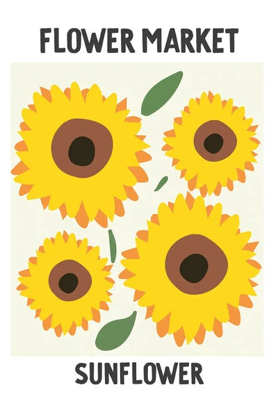 Minimalist Posters: Flower Market Poster Sunflower by Mambo Art Studio