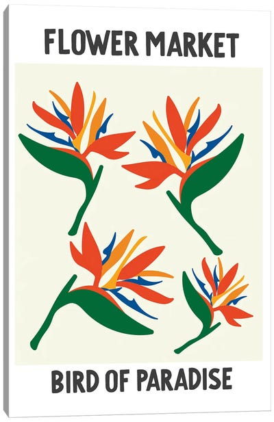 Flower Market Poster Bird of Paradise Canvas Art Print - Mambo Art Studio