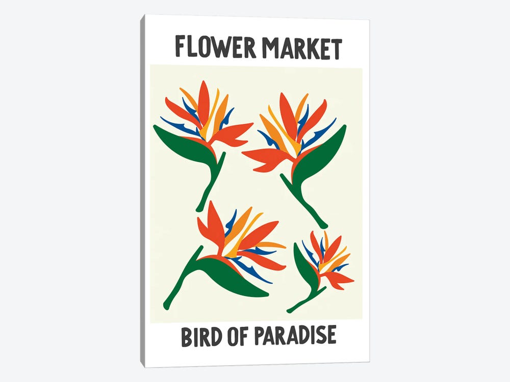 Flower Market Poster Bird of Paradise by Mambo Art Studio 1-piece Canvas Artwork