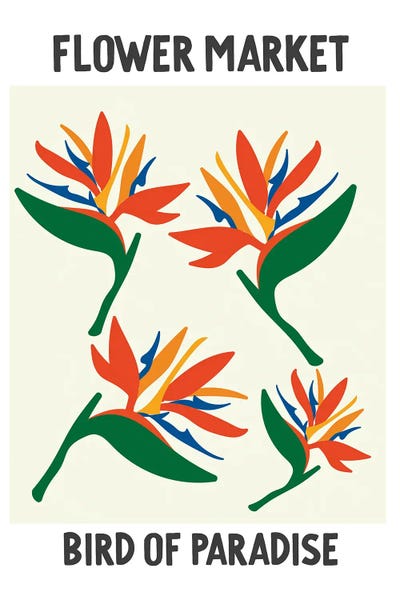 Minimalist Posters: Flower Market Poster Bird of Paradise by Mambo Art Studio