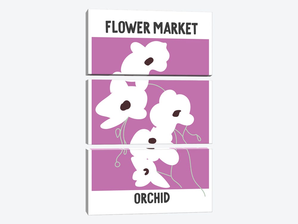 Flower Market Poster Orchid by Mambo Art Studio 3-piece Canvas Art Print