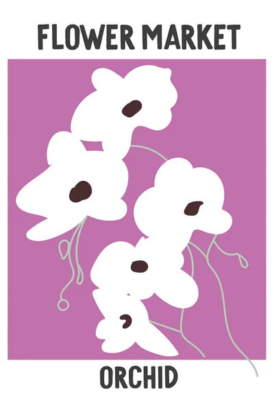 Minimalist Posters: Flower Market Poster Orchid by Mambo Art Studio