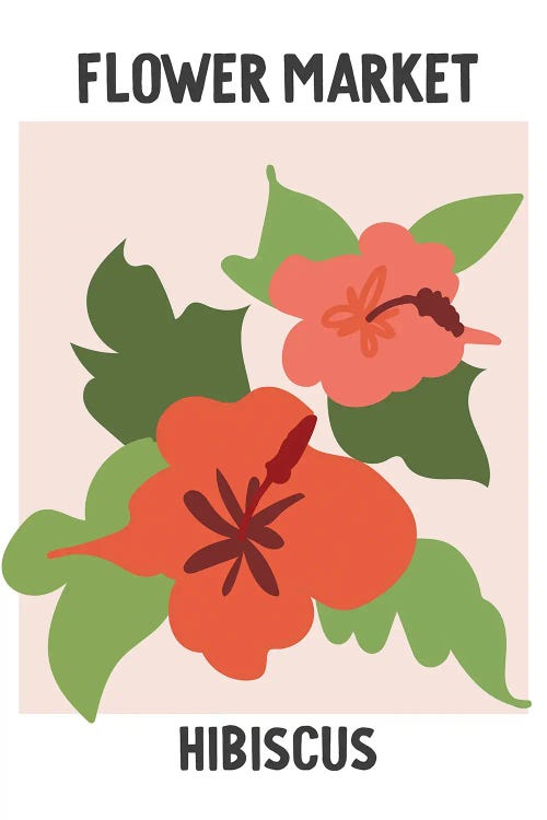 Flower Market Poster Hibiscus by Mambo Art Studio wall art