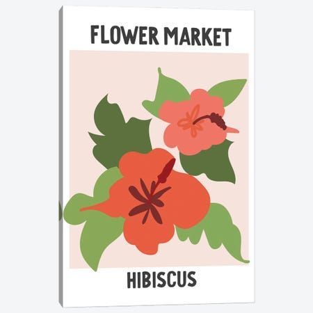 Flower Market Poster Hibiscus Canvas Print #MSD254} by Mambo Art Studio Canvas Artwork