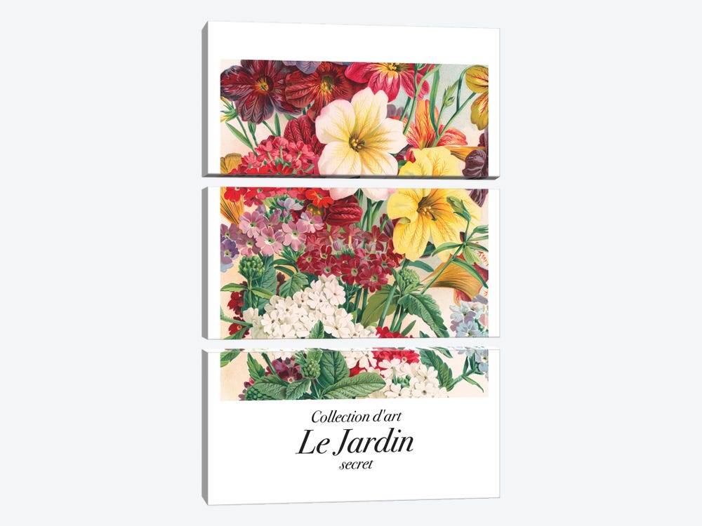 Le Jardin Classic Art Flower Bouquet by Mambo Art Studio 3-piece Canvas Art Print