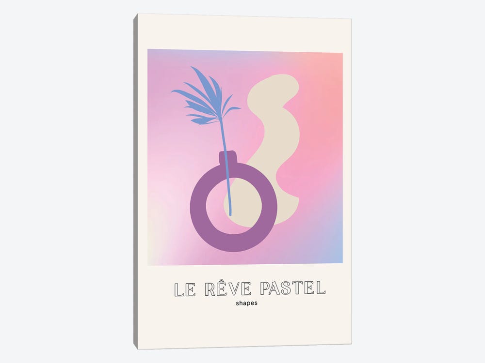 Le Reve Pastel Dream Vase Plants Shapes by Mambo Art Studio 1-piece Canvas Art Print