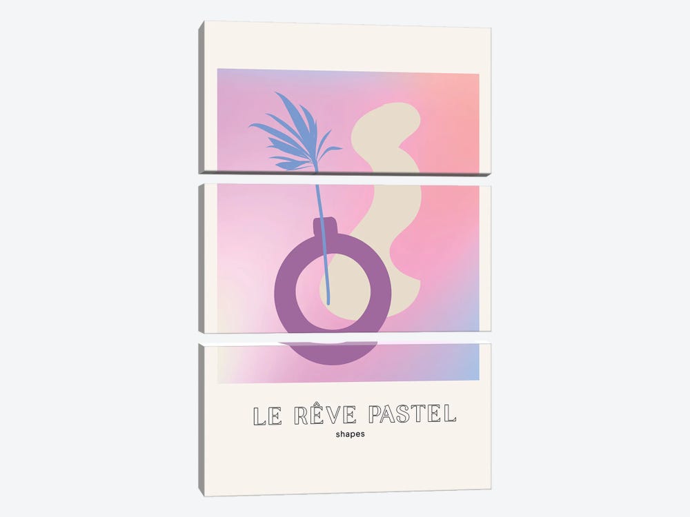 Le Reve Pastel Dream Vase Plants Shapes by Mambo Art Studio 3-piece Canvas Print