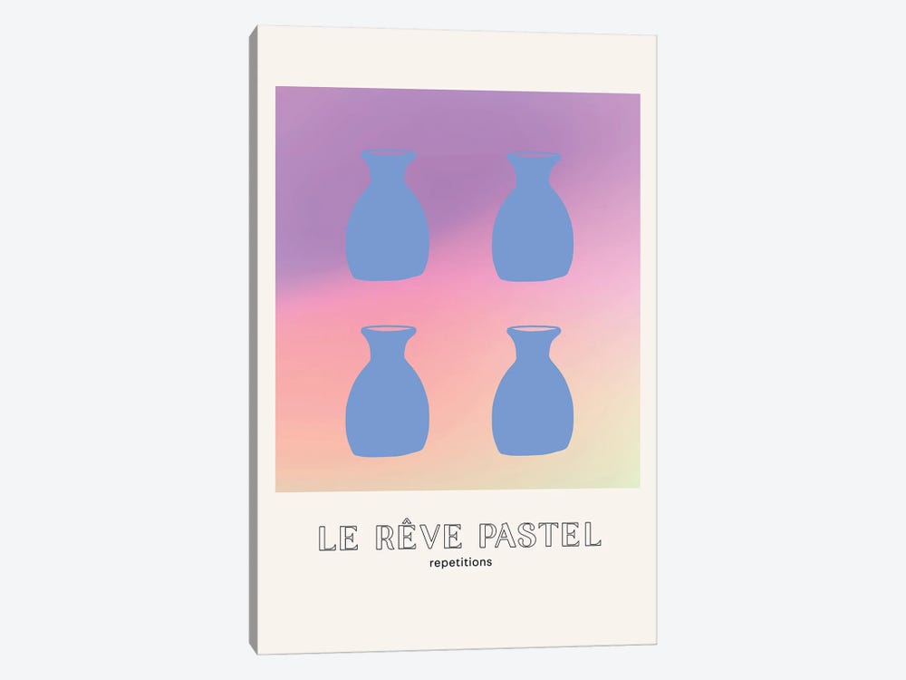 Le Reve Pastel Dream Vases Gradients by Mambo Art Studio 1-piece Canvas Wall Art