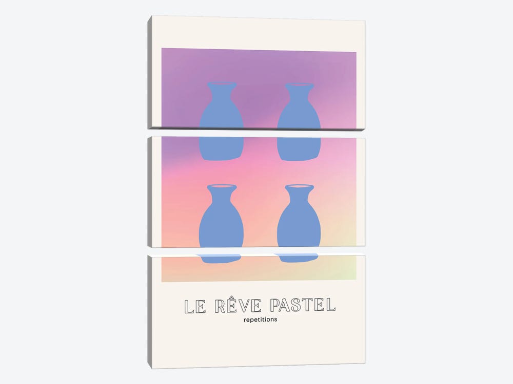 Le Reve Pastel Dream Vases Gradients by Mambo Art Studio 3-piece Canvas Wall Art