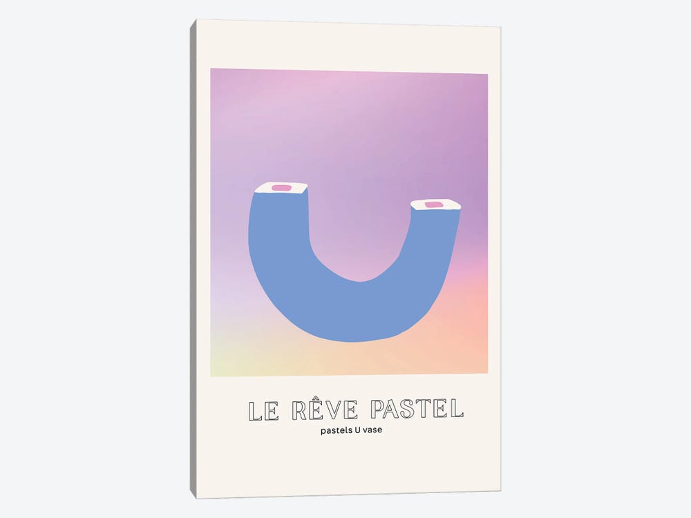 Le Reve Pastel Dream U Shape Vase by Mambo Art Studio 1-piece Canvas Art Print