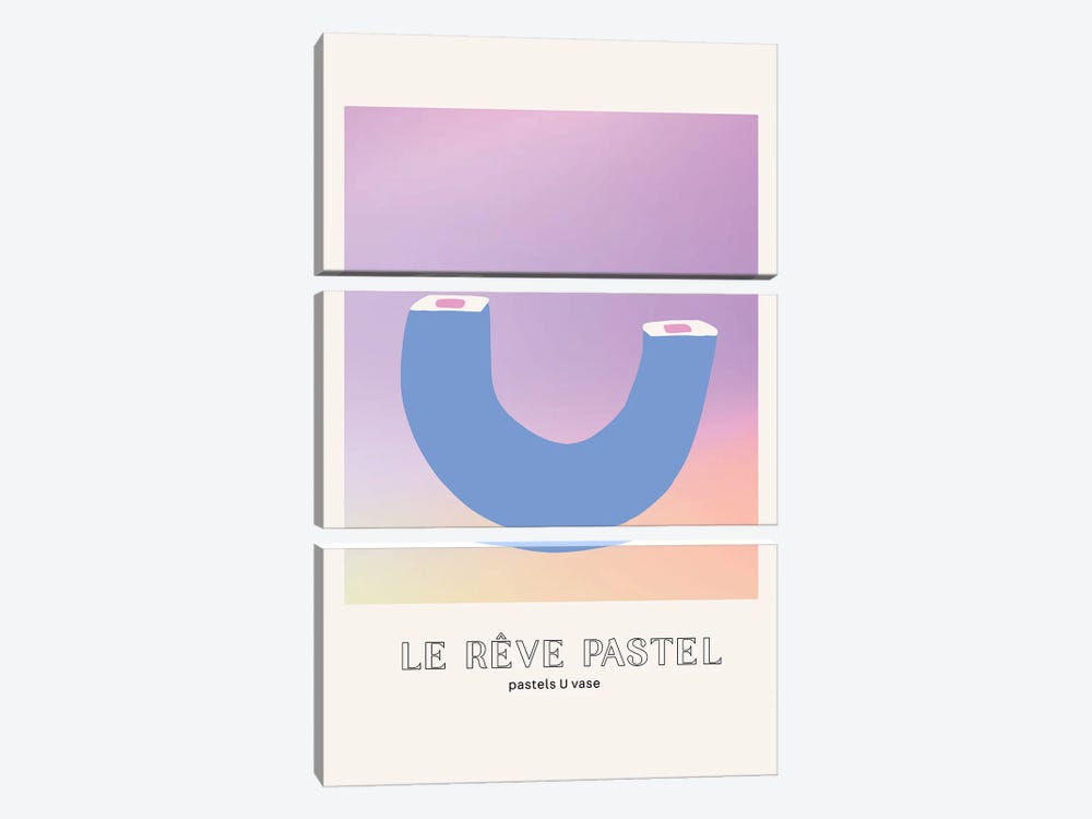 Le Reve Pastel Dream U Shape Vase by Mambo Art Studio 3-piece Art Print