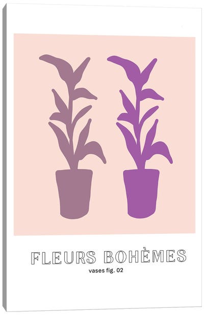 Fleur Bohemes Boho Flowers Botanique Lilac Canvas Art Print - Mambo Art Studio