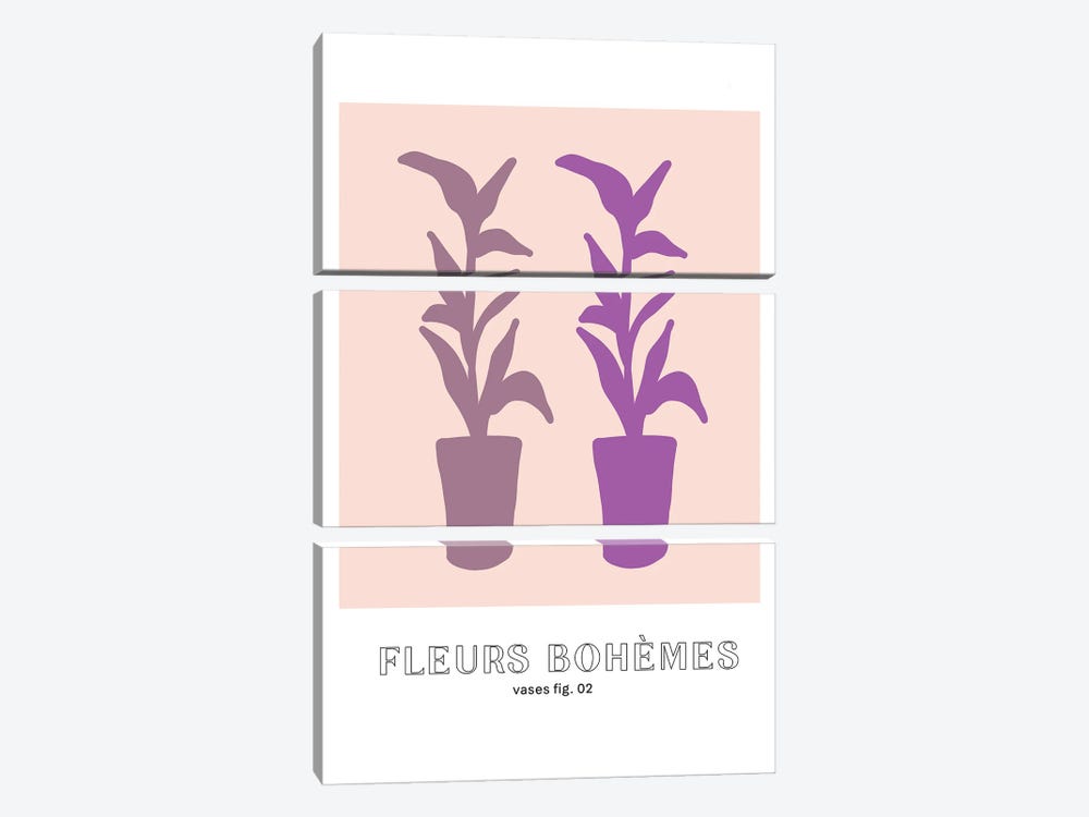 Fleur Bohemes Boho Flowers Botanique Lilac by Mambo Art Studio 3-piece Art Print