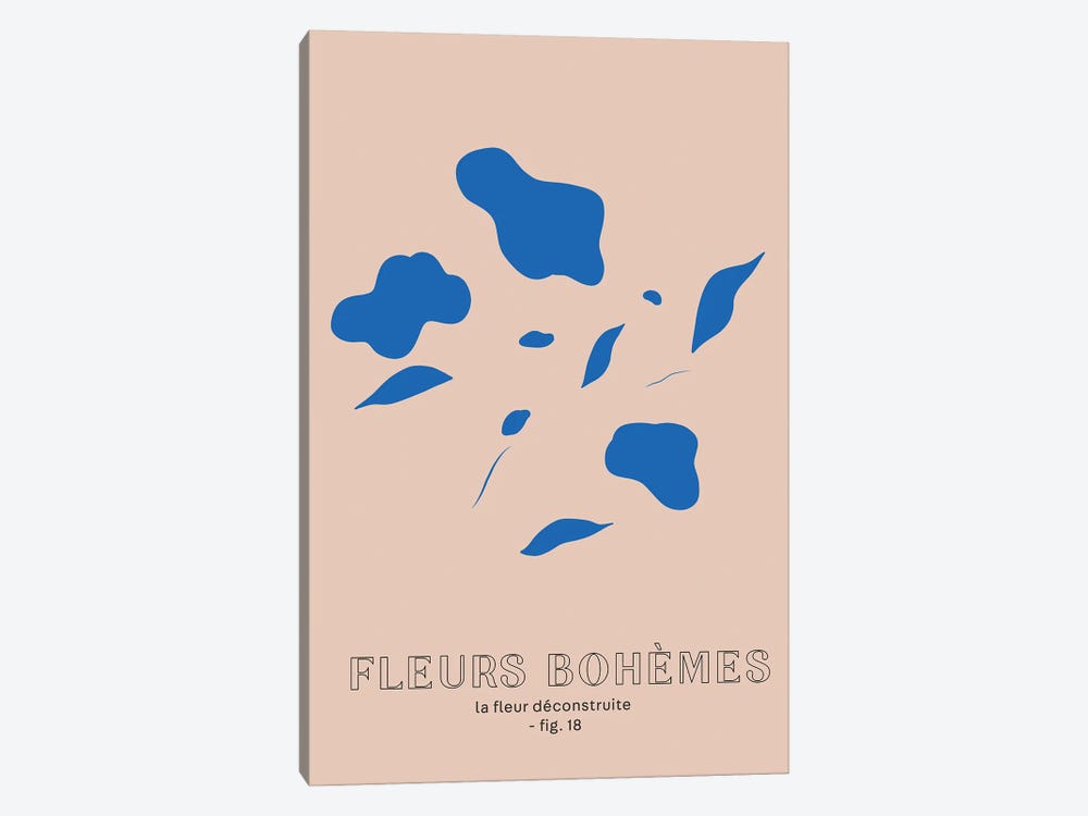 Fleur Bohemes Boho Flowers Blue by Mambo Art Studio 1-piece Canvas Artwork