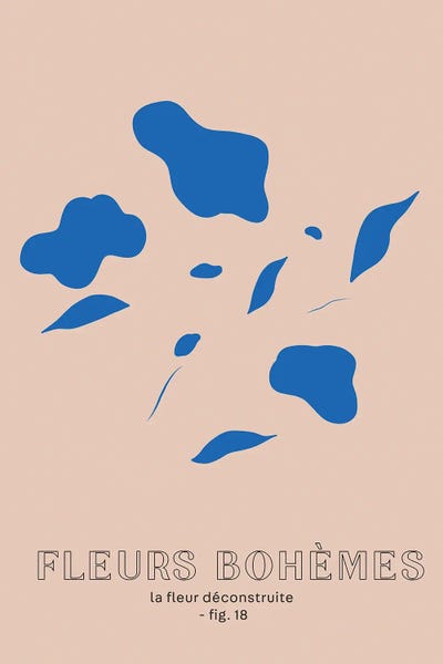 Mambo Art Studio: Fleur Bohemes Boho Flowers Blue by Mambo Art Studio