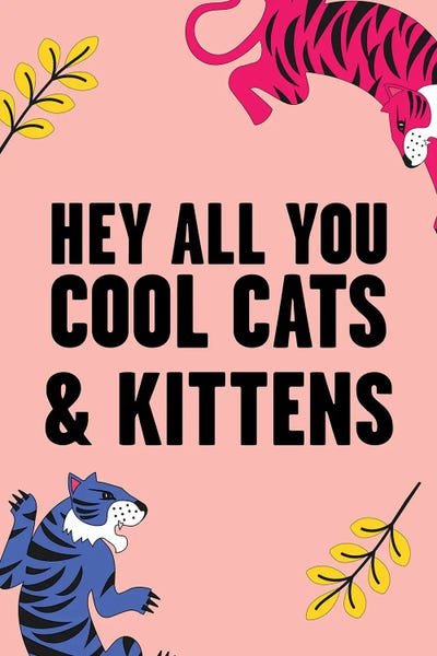 Mambo Art Studio: Hey all you Cool Cats and Kittens Tiger Pink by Mambo Art Studio