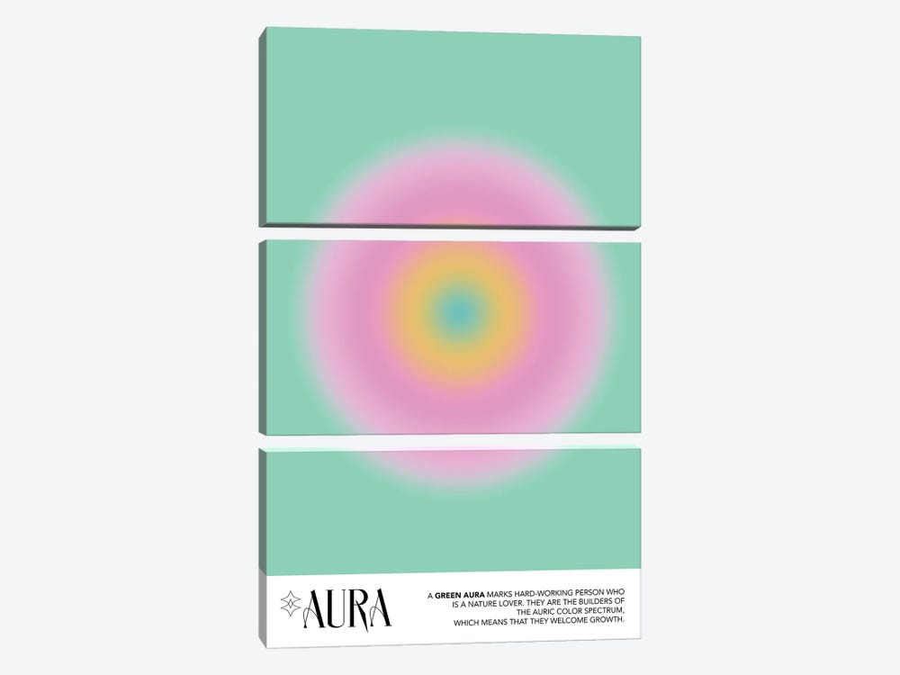 Aura Green Poster by Mambo Art Studio 3-piece Canvas Art