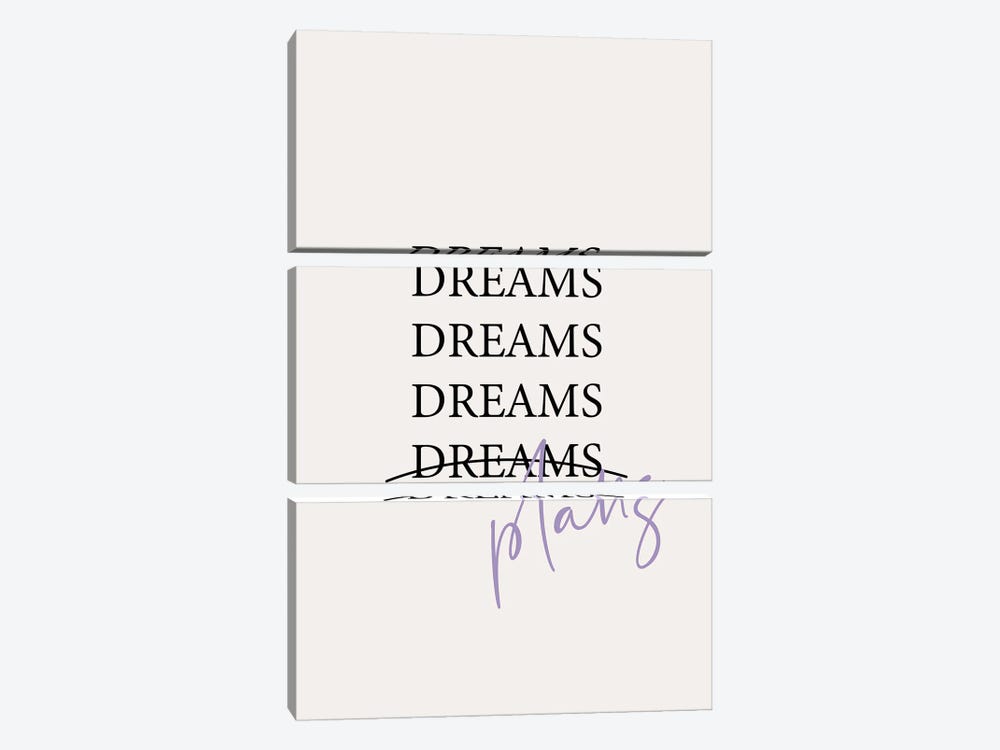 Dreams Plans Quote by Mambo Art Studio 3-piece Canvas Art Print