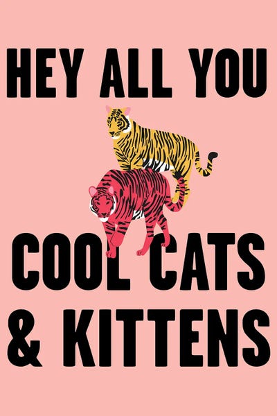 Mambo Art Studio: Hey all you Cool Cats and Kittens Tiger Pink 2 by Mambo Art Studio