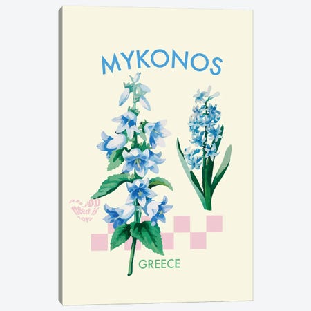 Mykonos Greece Flower Poster Canvas Print #MSD281} by Mambo Art Studio Canvas Art