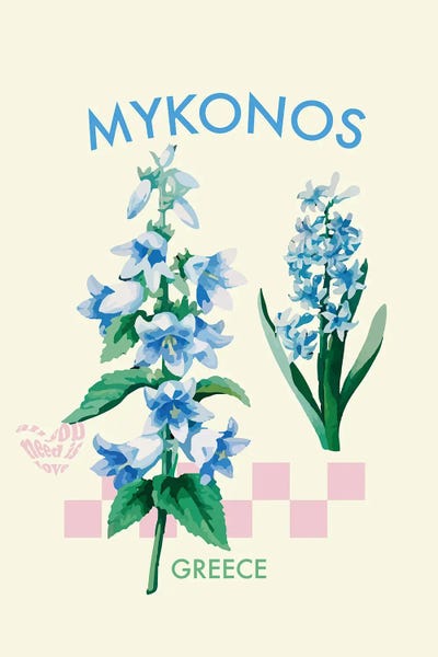 Mambo Art Studio: Mykonos Greece Flower Poster by Mambo Art Studio