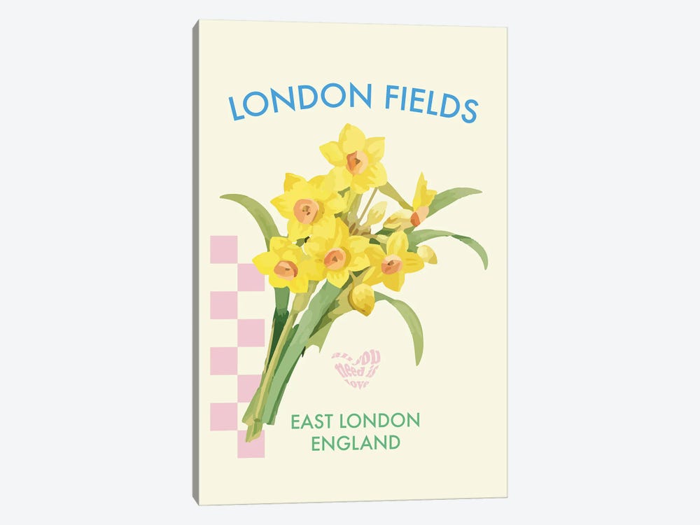London Fields Flower Poster by Mambo Art Studio 1-piece Canvas Wall Art