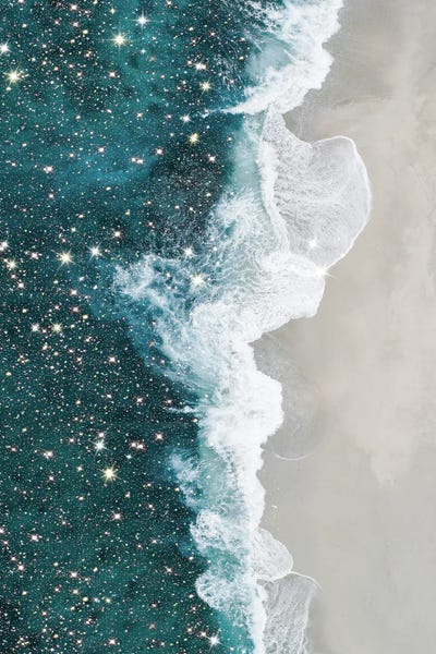 Large Modern Art - Canvas Prints: Glitter Aerial Beach by Mambo Art Studio