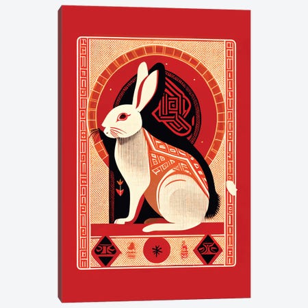 Chinese Lunar New Year Of The Rabbit 2023 Red I Canvas Print #MSD324} by Mambo Art Studio Canvas Artwork