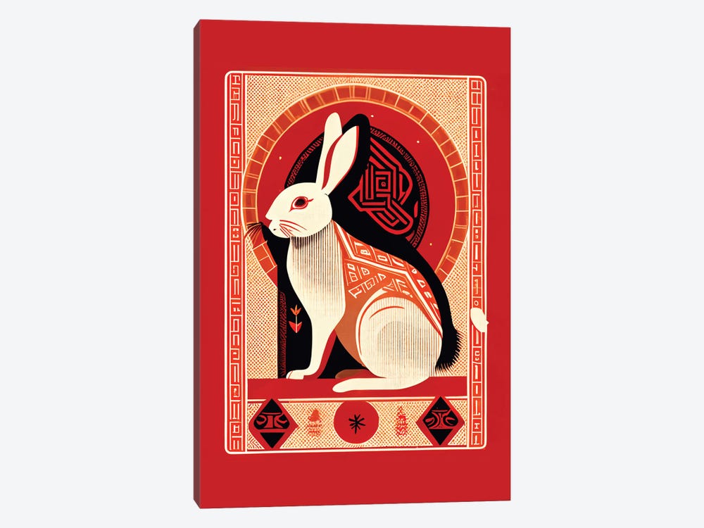 Chinese Lunar New Year Of The Rabbit 2023 Red I by Mambo Art Studio 1-piece Canvas Art